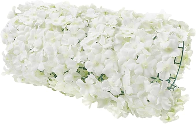 Flower Wall Panels, 10Pcs Artificial Flower Wall 3D Flower Wall Backdrop White Silk Rose Floral Decorative Faux Flower Wall Background for Wedding Home (White,15.7 * 23.6 in)