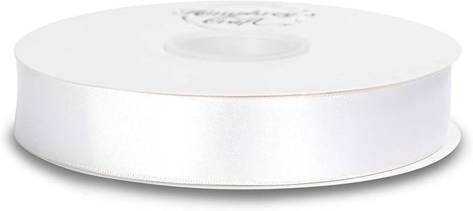 Humphrey's Craft 1 Inch White Double Faced Satin Ribbon - 50 Yards Variety of Color for Crafts Gift Wrapping DIY Bows Bouquet Decoration Sewing Christmas Tree Wedding and Invitation Card.