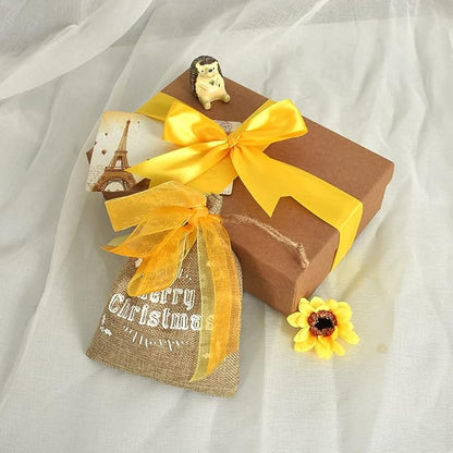 TONIFUL 1-1/2 Inch (40mm) x 100 Yards Yellow Wide Satin Ribbon Solid Fabric Ribbon for Gift Wrapping Chair Sash Valentine's Day Wedding Birthday Party Decoration Hair Floral Craft Sewing