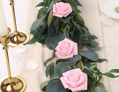 IPOPU Artificial Roses,50PCS Pink Glitter Roses Bouquet Glitter Flowers for Crafts DIY Wedding Bouquet Home Party Decoration(Pink)