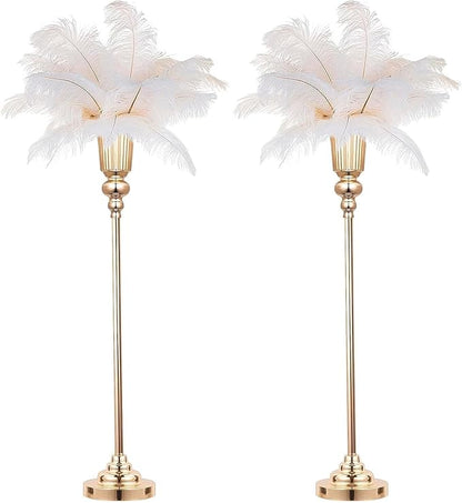 32.2" Height Versatile Gold Tall Vases for Centerpieces, Metal Trumpet Vases for Wedding Party Dinner Centerpiece, Road Lead for Anniversary Celebration Birthday, 2pcs