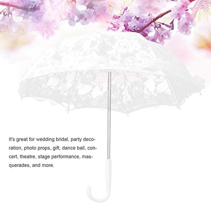 Hilitand Lace Umbrella White Embroidery Fashion Romantic Wedding Party Photography Decoration Umbrella Lightweight Mesh Parasol Lace Umbrella