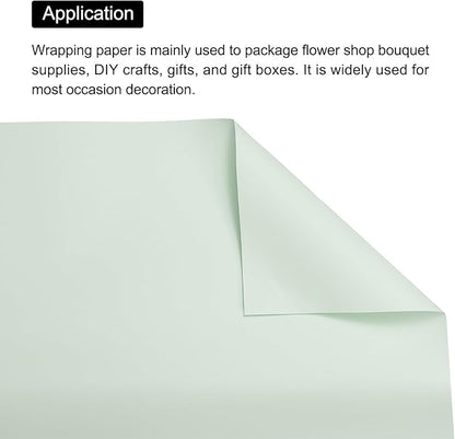 MECCANIXITY Pearlescent Film Flower Wrapping Paper 22.8x22.8 Inch Waterproof for DIY Crafts, Gift/Gift Box Packaging Smoky Green Pack of 10