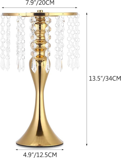 4 Pcs Gold Vases for Centerpieces, 13.5 inch Tall Crystal Flower Stand Wedding Centerpieces for Tables Decorative Metal Flower Vase for Party Anniversary Ceremony Birthday Event Home Decor
