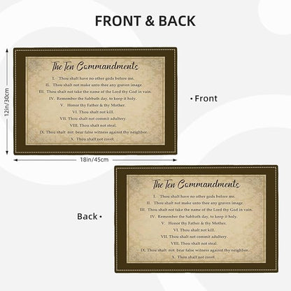 10 Commandments Placemats Set of 6, Ten Commandments Christian Religious Bible Verse Place Mats Washable Double-Sided Table Mats for Kitchen Dining Room Home Party Indoor Decor 6 PCS 12x18 Inch