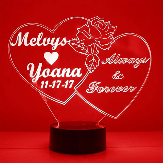 Custom Love & Heart LED Sign Night Light Lamp with Remote, Light Up Display with Personalized Name or Image, Customized and Made in The USA, Clear Acrylic Home Decor Design with 16 Colors, 4 Modes