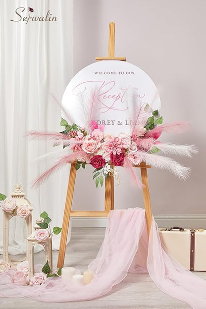 Serwalin 2Pcs Artificial Flowers Hot Pink Fake Flowers for Home Decor Silk Flowers for DIY Flowers for Decorations Table Centerpieces Cake Flowers Wedding Flowers Spring Flowers