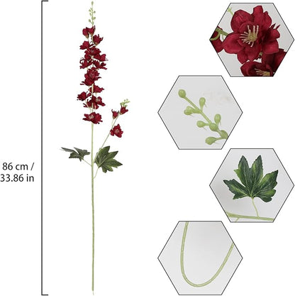 Delphinium Artificial Flowers,8PCS Silk Larkspur Flowers 33.5'' Long Stem Burgundy Flowers for Tall Vase Home Wedding Garden Table Decor(Burgundy)