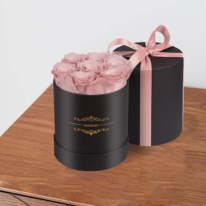 NATROSES 7 Piece Preserved Roses in a Box, Preserved Flowers for Birthday, Flower Gifts for Mothers Day (Dusty Rose)