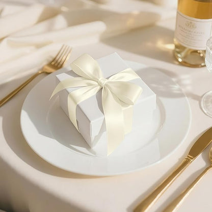 KMER LIFE 1-1/2 inch x 25 Yards Double Faced Polyester Ivory Satin Ribbon, Perfect for Gift Wrapping Very Suitable for Weddings Party Hair Bow Invitation Decorations and More