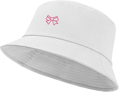 Fashion Embroidered Bucket Hat Cotton Summer Beach Sun Hat for Women Men Teen