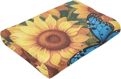 Sunflower Blanket Flower Throw Blanket Soft Cozy Fleece Fuzzy Stuffed Plush Flannel Gifts for Girls Women Boys Kids Adults 50"X60"