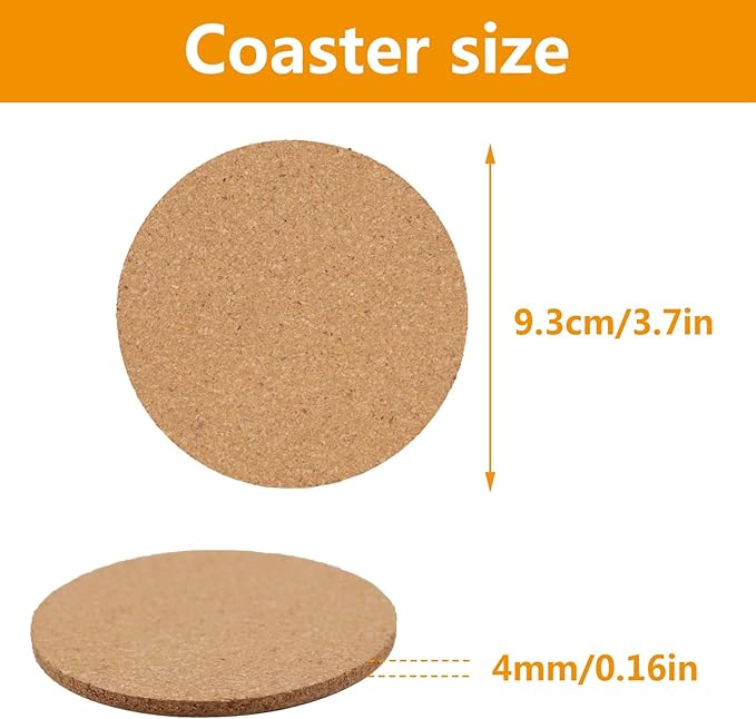 100 pcs Cork Coasters for Drinks, Bulk Blank Coasters DIY Crafts, Non-Slip, Heat-Resistant, Absorbent and Reusable Coffee Coaster for Home Tabletop Decoration (50 Pcs)