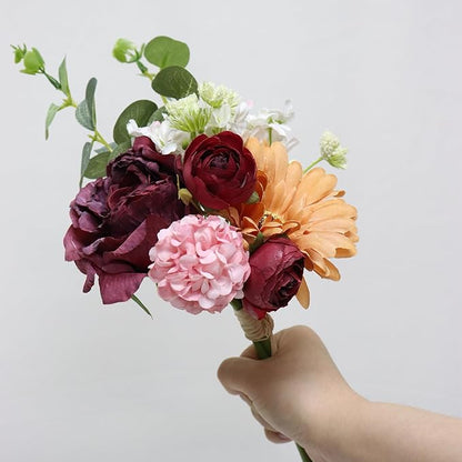 Zerzsy Artificial Flowers Bouquets, Mixed Purple Artificial Peonies, 4 Bouquets Fake Flowers Bride Holding Flower Faux Floral for Wedding Bridal Bouquet Home Table Centerpiece Floral Decoration