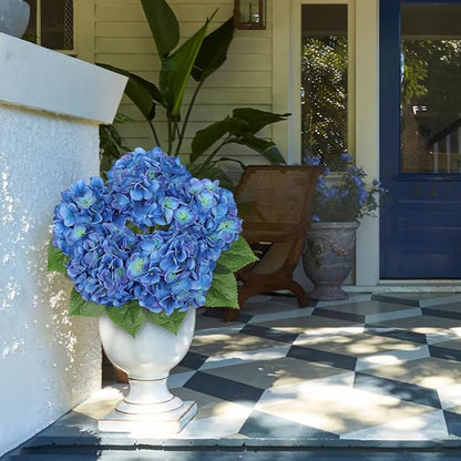 Hollyone Hydrangea Artificial Flowers Large Artificial Dark Blue Hydrangeas Silk Flower for Home Decor Indoor Wedding Flower Bouquets Faux Flowers Kitchen Centerpiece Table Decorations