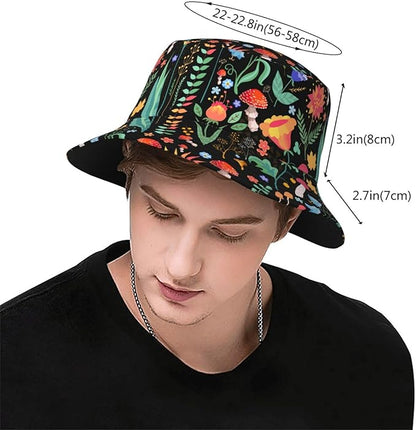 Bucket Hat for Women Men, Summer Print Hat Travel Packable Sun Cap Outdoor Hat for Women and Men