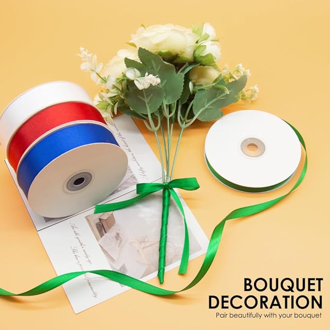 5/8" x 50 Yards Satin Ribbon - Black Silk Ribbon with Spool - Ideal for Gift Wrapping, Floral Bouquets, Crafts, Wedding Party Decorations, Christmas and Sewing Projects