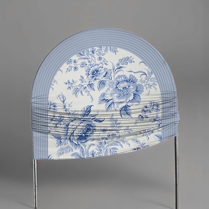 Blue and White Floral Arch Backdrop Cover Vintage Peony Arch Stand Spandex Cover Elegant Toile de Jouy Wedding Baby Shower Birthday Party Decoration French Country Style Background (G4229,6FT)