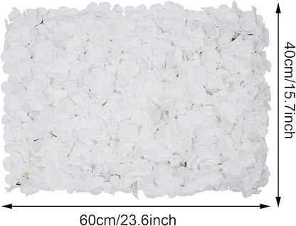 LOYALHEARTDY 20 PCS Artificial Flower Wall Panel 24" x 16" Faux Flowers Wall Decoration White Hydrangea Flower Panels Wall for Home Party Wedding Christmas Festival Photo Backgdrop Decor