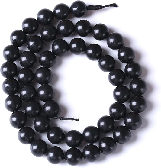 120PCS 6MM Natural Stone Shungite Beads Crystal Loose Beads for Jewelry Making DIY Bracelet