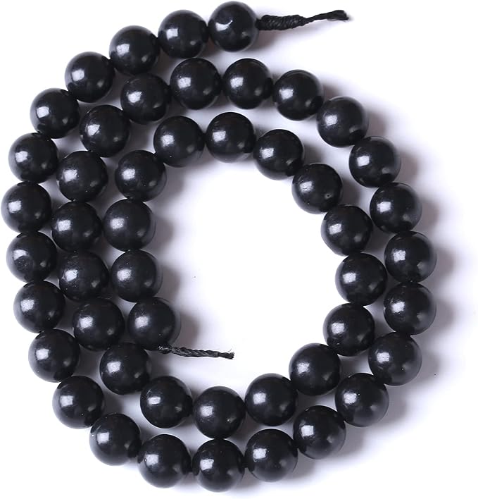 10MM 38PCS Natural Stone Shungite Beads Crystal Loose Beads for Jewelry Making DIY Bracelet