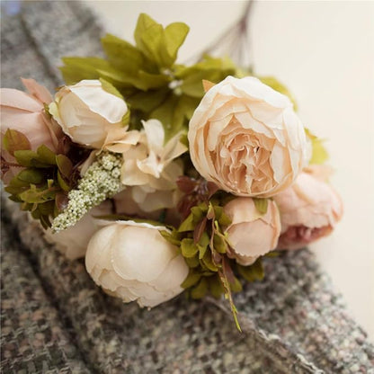 Fule 2 Pack Large Artificial Peony Silk Flower Bouquets Arrangement Wedding Centerpieces (Light Pink)