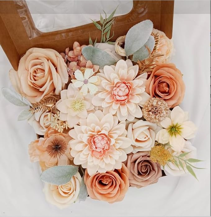 Artificial Flowers Combo Box Set Fake Flowers with Stems Artificial Bouquet Flowers for Wedding Centerpieces Arrangements Baby Shower Party Home Decor