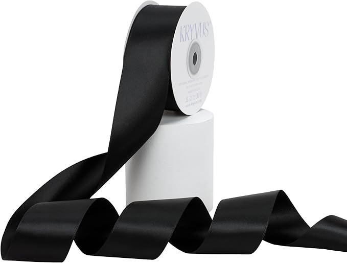 Black Satin Ribbon, Double Faced 1-1/2 Inch X 25 Yards Black Ribbon, Premium Satin Ribbon for Gift Wrapping, Crafts, Hair Bow Making, Sewing, Flower Bouquet, Wedding Party Decor