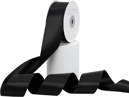 Black Satin Ribbon, Double Faced 1-1/2 Inch X 25 Yards Black Ribbon, Premium Satin Ribbon for Gift Wrapping, Crafts, Hair Bow Making, Sewing, Flower Bouquet, Wedding Party Decor