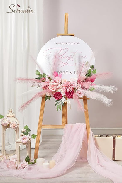 Serwalin Artificial Hot Pink Silk Flowers for Home Decor - DIY & Wedding Flowers - Table Centerpieces & Cake Decorations