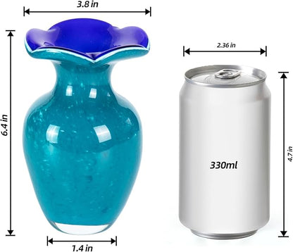 KAMMAK Colored Glass Vase, Beautiful Hand Blown Decorative Vase, Modern Art Vase for Flower Mantle Dining Table Centerpiece, Entryway Living Room Wedding Decoration, SKQ022