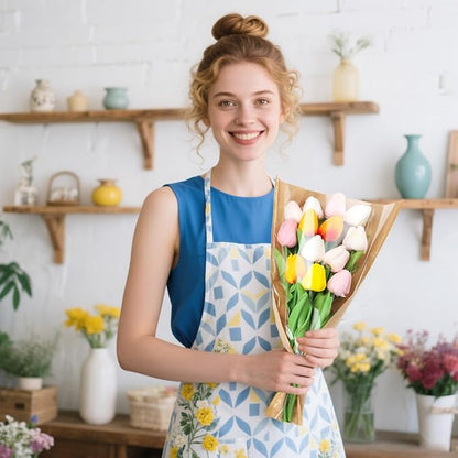 HSONAIGEE 50 Pieces Flower Bouquet Wrapping Paper, 17.7 x 9.5 Inch Small Flower Bags for Bouquets Kraft Floral Wrap Sleeves with Ribbons for Home Mother’s Day Wedding Flower Bar Supplies