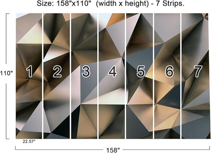 Cliouar-Metal Polygon Geometry Wall Mural Wallpaper for Bedroom Living Room 158" x 110" (Not Self Adhesive)