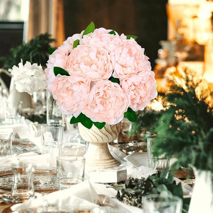 16pcs 4" Peonies Artificial Flowers Bulk, Pink Fake Peony Foam Flowers, Silk Peonies Faux Bouquet for Floral Arrangements Wedding Bridal Flower Cake Decorative Flower Table Centerpieces