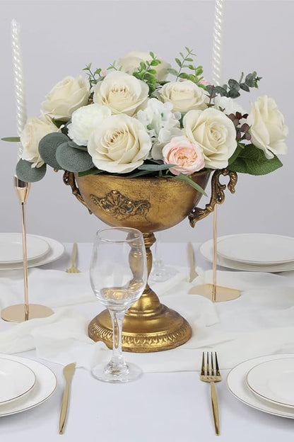 12pcs Roses Artificial Flowers Beige Silk Roses with Long Stems Fake Flowers for Wedding Bouquet Centerpices Decorations Party Bridal Baby Shower Home Decor