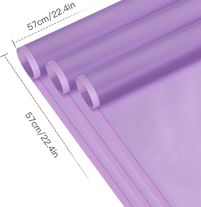 WRAPAHOLIC 20 Sheets Flower Wrapping Paper - 22.4 x 22.4 inch Dark Purple Border Water-Resistant Floral Bouquet Wrapping Paper, Florist Supplies Packaging Paper for Wedding Birthday Gift DIY