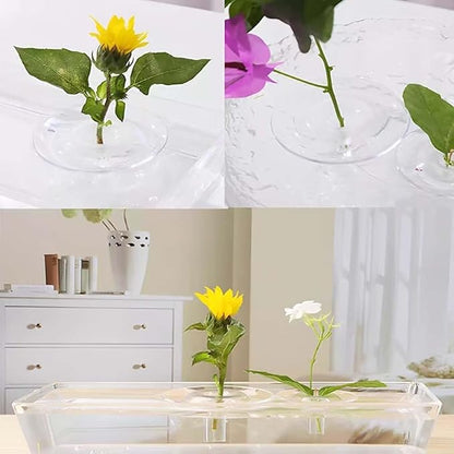 2025 Creative Floating Flower Floral Arrangement Holder,Modern Floating Vase Pedestal Stand,Innovative Floating Flower Display Stand Clear Acrylic Flower Bowl Stem Holder (10PCS, Small)