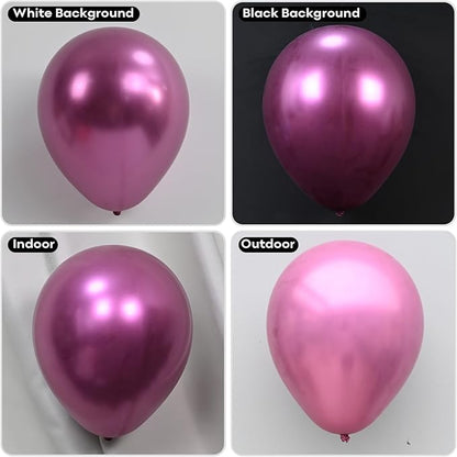 Togvu Chrome Hot Pink Balloons Different Sizes, 123 Packs Metallic Fuschia Pink Balloons, Pack of 18 12 10 5 Inch Shiny Fuchsia Balloon Garland Arch Kit for Girls Women Birthday Wedding Decoration
