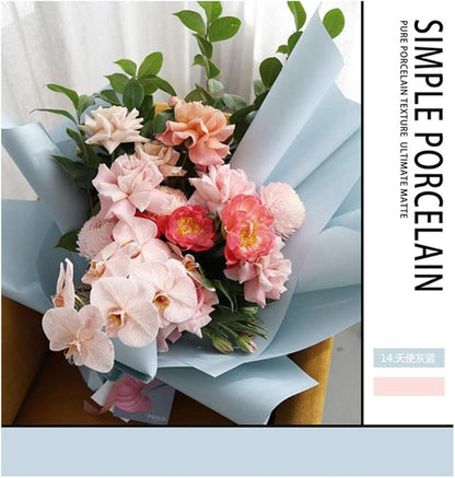 FWSA WRAPS Blue Flower Wrapping Paper Roll Korean Floral Bouquet Packing Supplies Waterproof Fresh Flowers Gift Packaging Marterials (COLOR 9)