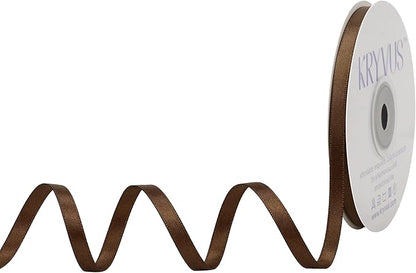 Brown Satin Ribbon, Double Faced 1/4 Inch X 25 Yards Brown Ribbon, Premium Satin Ribbon for Gift Wrapping, Crafts, Hair Bow Making, Sewing, Flower Bouquet, Wedding Party Decor
