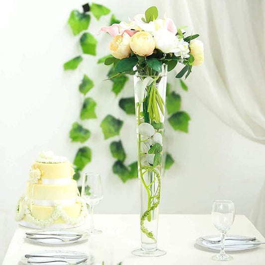Efavormart 6pcs/Set 24" Tall Trumpet Heavy Duty Glass Centerpiece Vase for Wedding Party Banquet Events Centerpiece Decoration