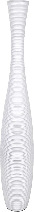 Leewadee Decorative Tall Floor Vase for Living Room Decor, 34 inches, White, Resin