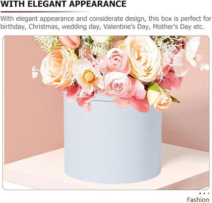 SEWACC 2pcs Round Floral Packaging Boxes Cardboard Buckets for Valentines Bridal Shower Favors DIY Flower Arrangements and Storage