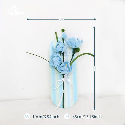 Crochet Flowers Bouquet Gifts for Women Birthday,Gifts for Mom,Preserved Rose Forever Flower,Real Handmade Bouquet for Grandma Sister Wife Her from Daughter (New Blue)