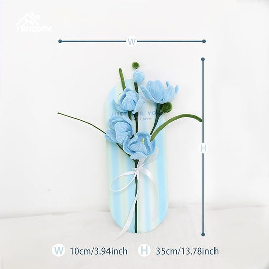 Crochet Flowers Bouquet Gifts for Women Birthday,Gifts for Mom,Preserved Rose Forever Flower,Real Handmade Bouquet for Grandma Sister Wife Her from Daughter (New Blue)