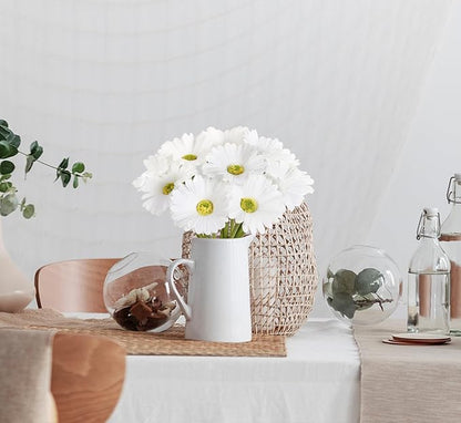 IPOPU Gerbera Daisy Artificial Flowers,20PCS White Daisy Artificial Flowers Fake Daisies for Wedding Party Office Home Decorations(White)