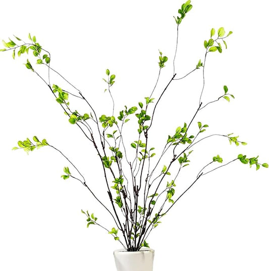 Tinsow 4 Artificial Ficus Branches 47 Inch Tall Faux Eucalyptus Stems, Realistic Fake Greenery for Vase Fillers, Centerpieces and Home Decor, Lifelike Leaves and Stems for Elegant Displays