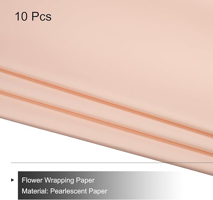 MECCANIXITY Pearlescent Film Flower Wrapping Paper 22.8x22.8 Inch Waterproof for DIY Crafts, Gift/Gift Box Packaging Cream Pink Pack of 10