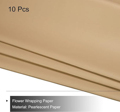 MECCANIXITY Pearlescent Film Flower Wrapping Paper 22.8x22.8 Inch Waterproof for DIY Crafts, Gift/Gift Box Packaging Smoky Orange Pack of 10