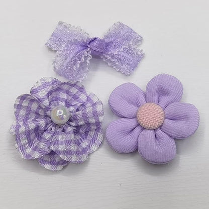 Chenkou Craft Mix Bulk Random Purple 20pcs Fabric Ribbon Flowers Bows Craft Wedding Ornament Appliques (Purple)